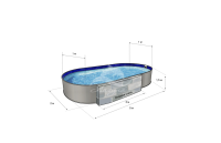Каркасный бассейн морозоустойчивый Лагуна стальной (Гигабасс) 5 х 2 х 1.5м овальный (вкапываемый) цвет Платина.ТМ871/500200