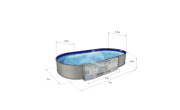Каркасный бассейн морозоустойчивый Лагуна стальной (Гигабасс) 7 х 3 х 1.5м овальный (вкапываемый) цвет Платина.ТМ875/700300